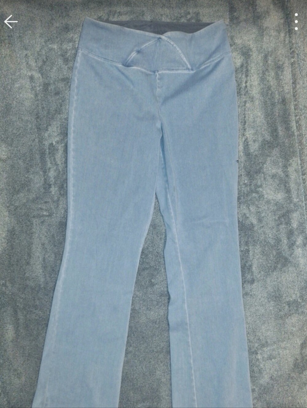 Woman With Control By Renee Greenstein Light Wash Flared Stretchy Denim Pants